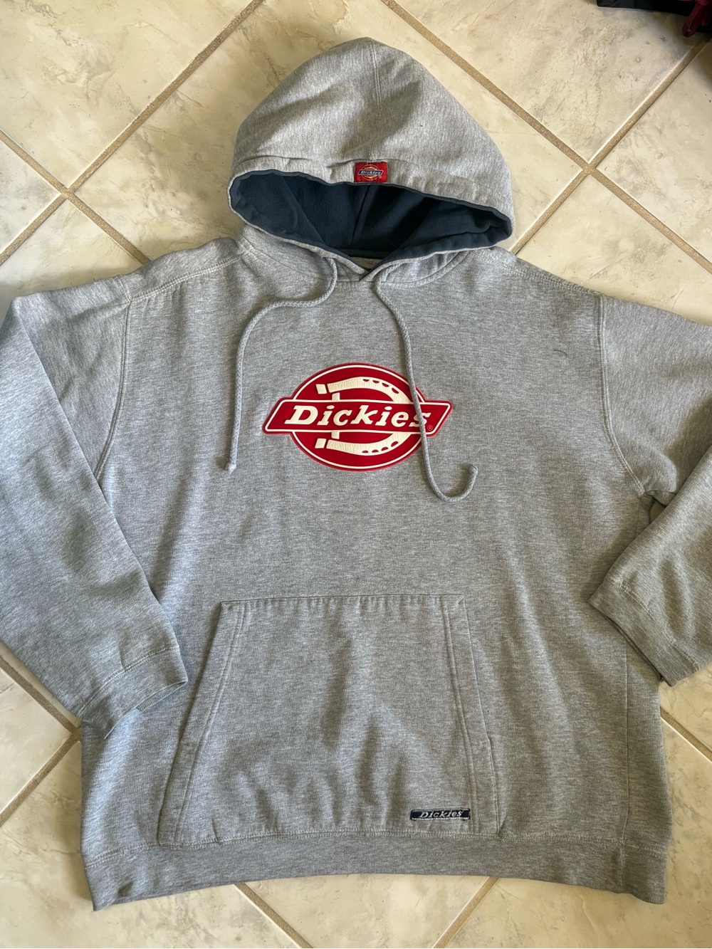 Dickies Gray Hooded Sweatshirt with Red Logo